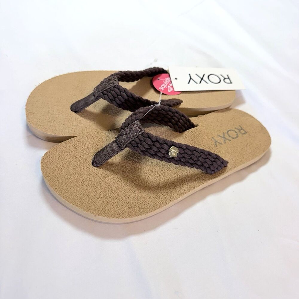 ROXY Low Tie Brown/Tan Flip Flops Sandals Slip On Women’s Size 7 NWT